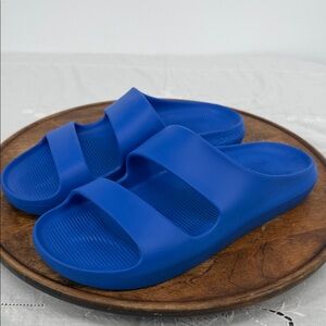 Bombas Sandals Mens 11 Friday Slide Blue Two Strap Slip On Rubber NEW